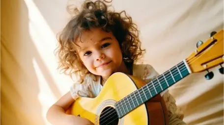 Child playing guitar